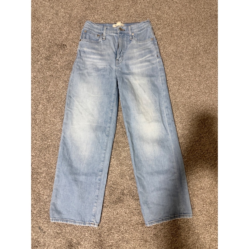 Madewell Slim Wide-Leg Crop Jeans Light Wash Denim Size 24 High Rise
